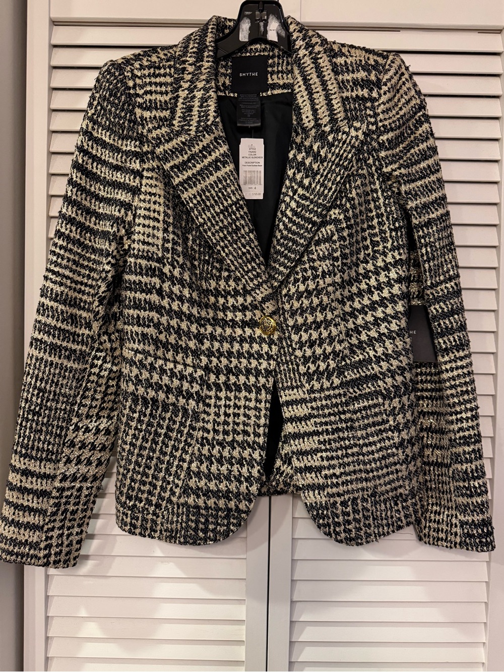 NWT Smythe Black and Cream Blazer